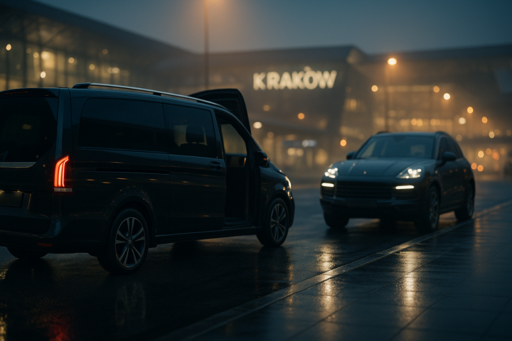 Luksusowy transfer VIP z Balic w Krakowie z eleganckim vanem i SUV-em