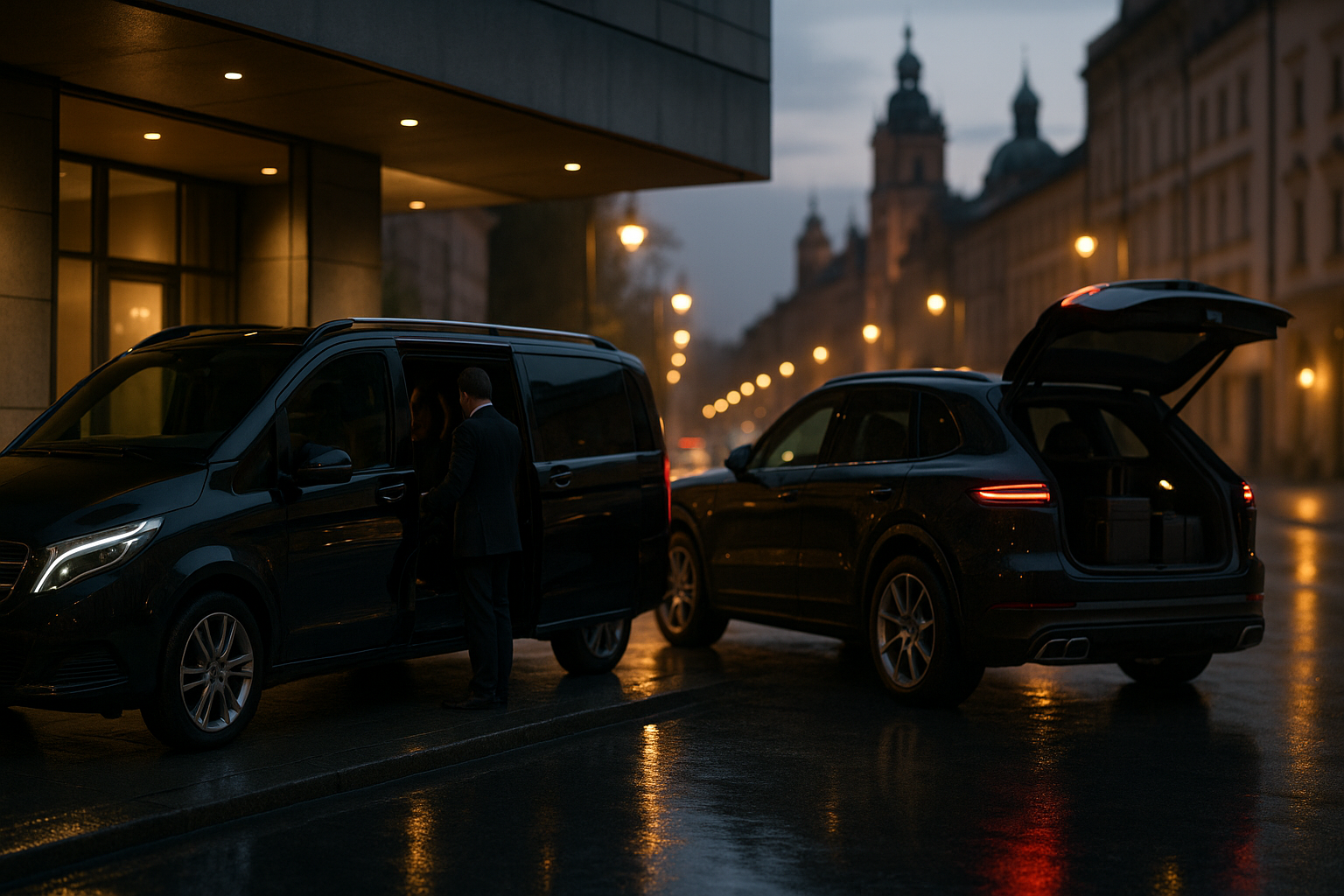 Premium van i luksusowe SUV do transportu biznesowego w Krakowie, transfer VIP i lotniskowy